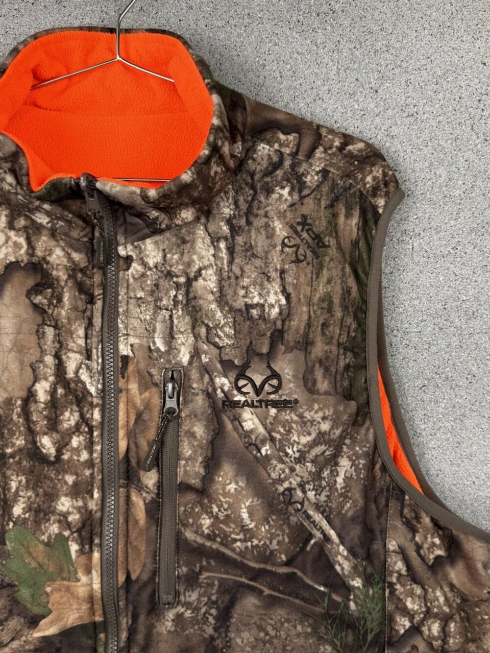 Realtree Men's Hunting Vest XL Reversible Camo Blaze Orange Deer Hunter Outdoor